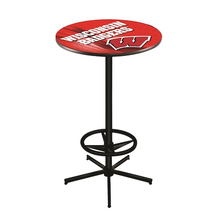 Holland Bar Stool Co 42" Black Wisconsin "W" Pub Table, 28" dia. Top L216B4228Wisc-W-D2
